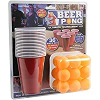 Los mejores  - PMS 619028 - Juego de Beer Pong de 36 Piezas en Doble Embalaje- Color Rojo